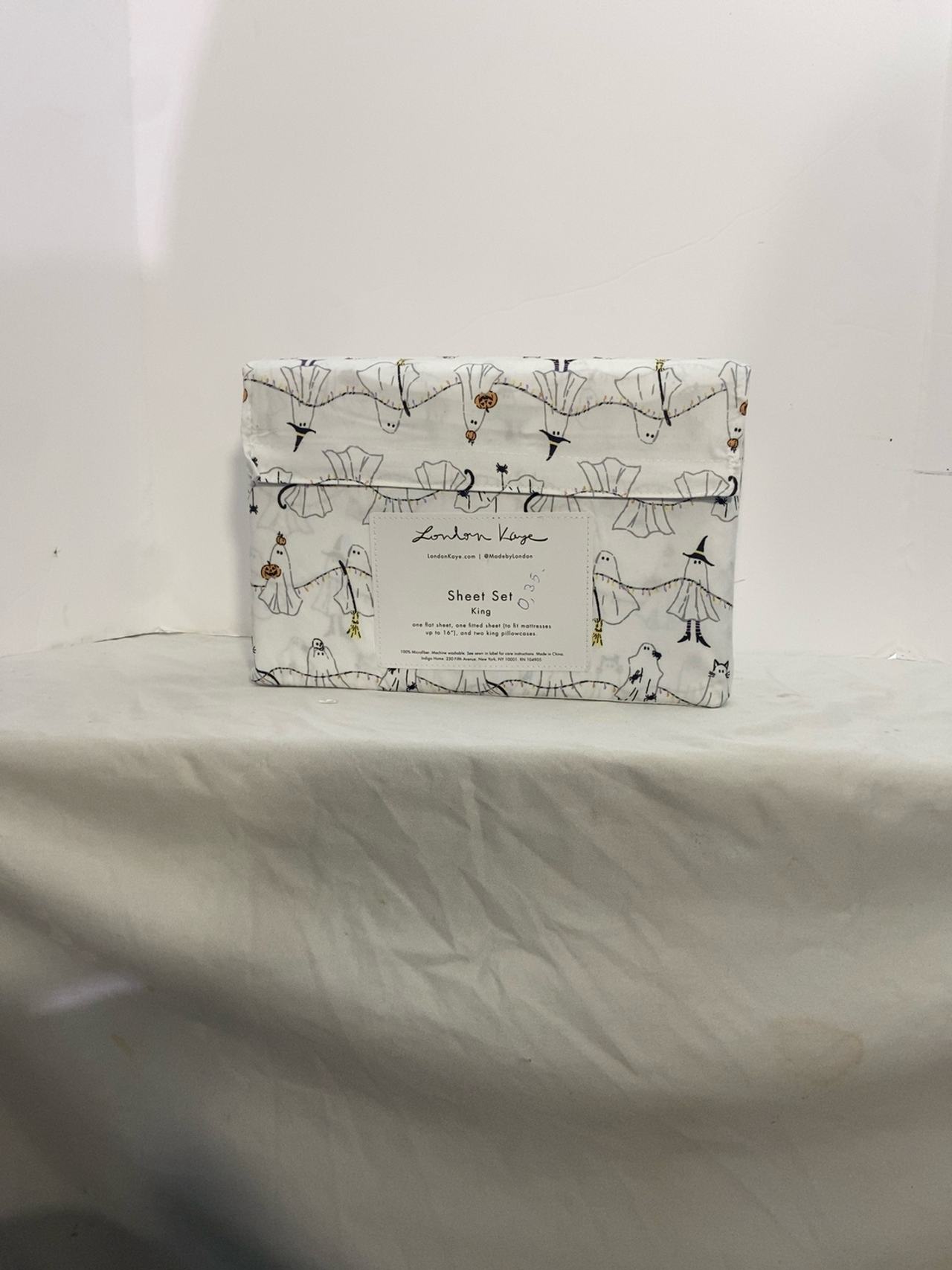 London Kaye King Size Halloween Ghost Witch Sheet Set