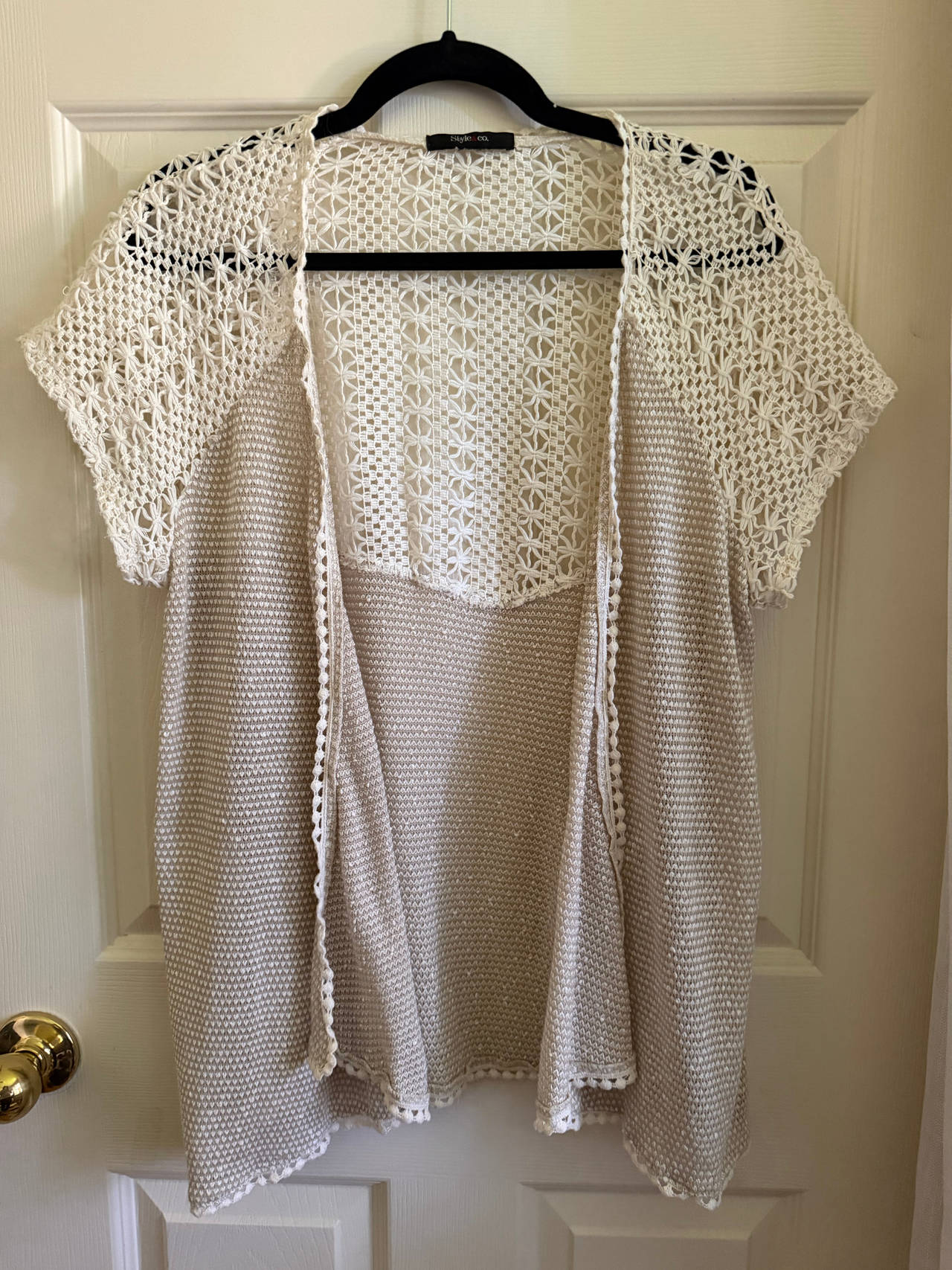 Style & Co. Crochet-Trim Open-Front Cardigan