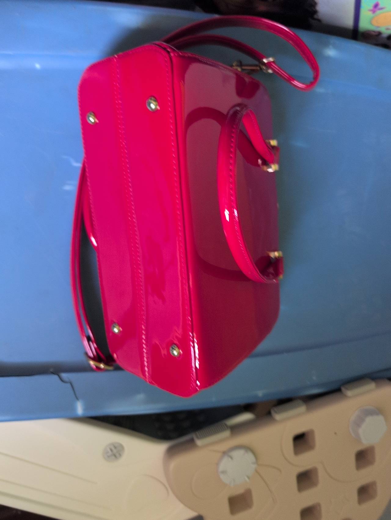 Betsey Johnson Hot Pink Patent Frame Satchel