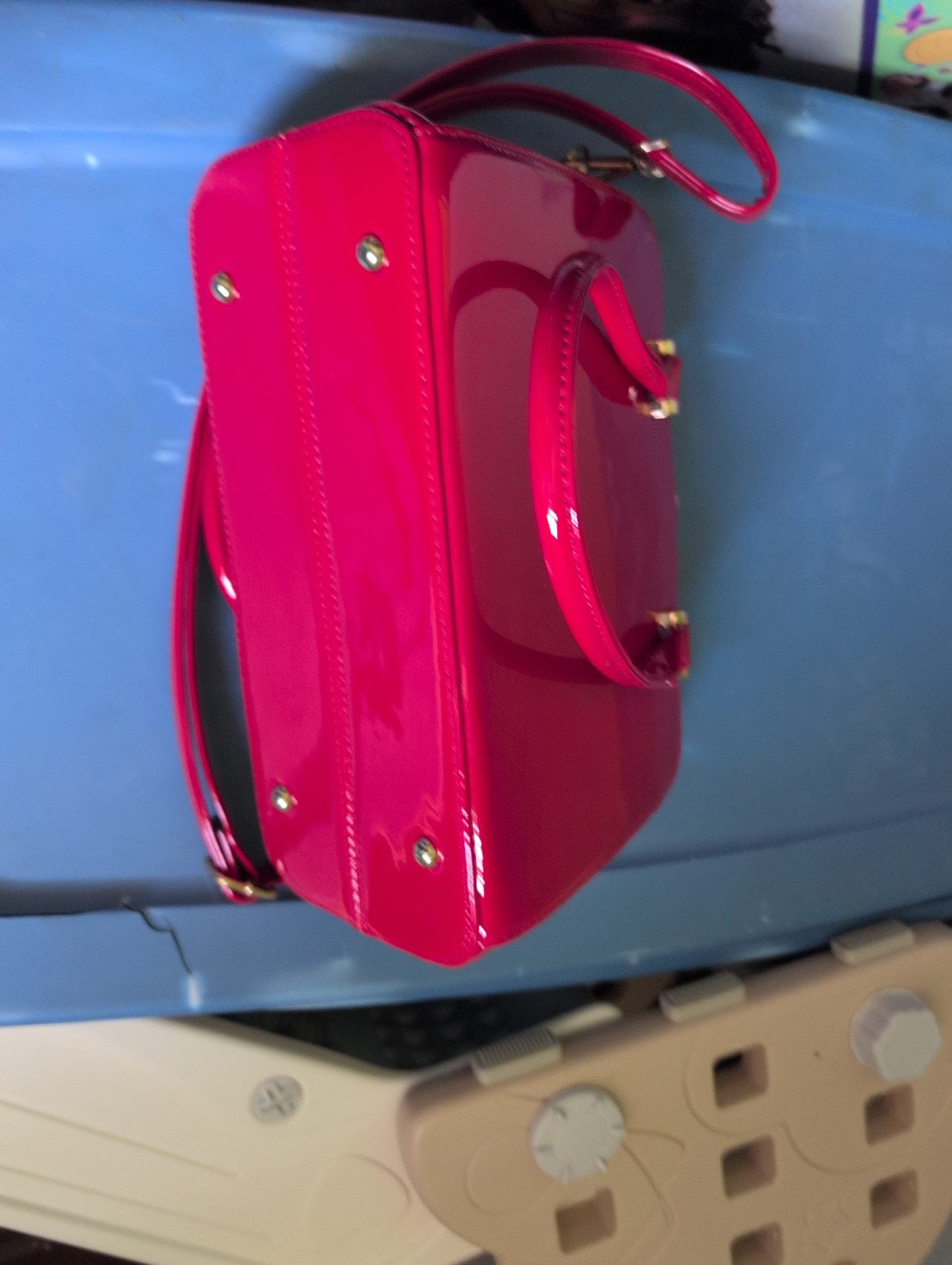 Betsey Johnson Hot Pink Patent Frame Satchel