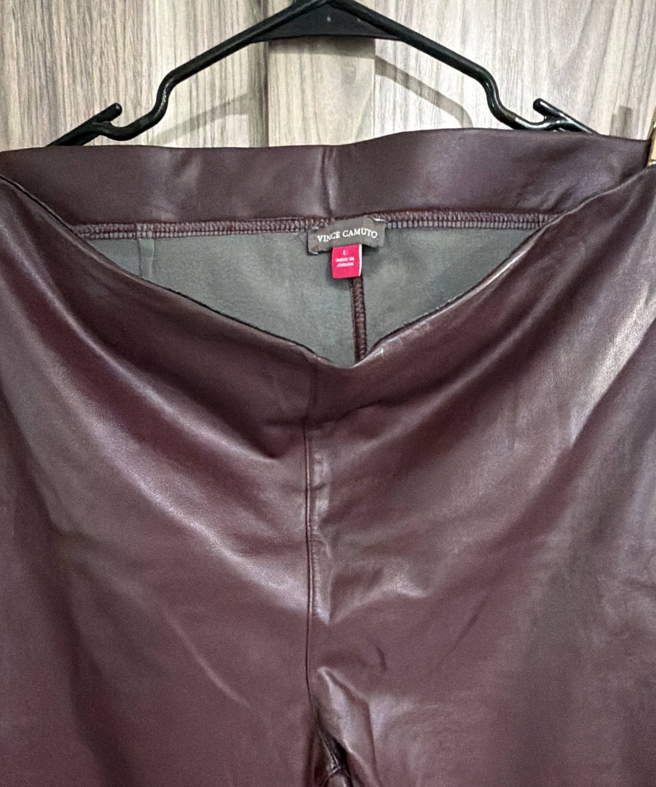 Vince Camuto Faux Leather Leggings Large Burgandy
