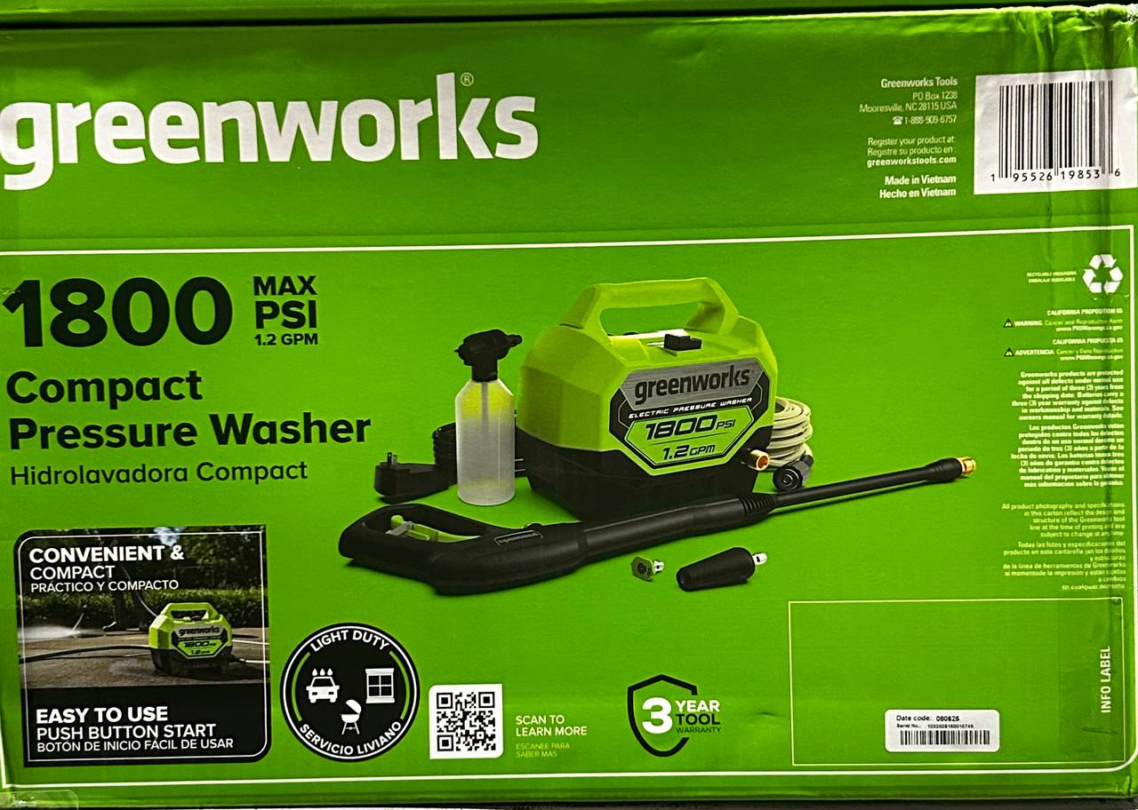 Greenworks 1800 PSI Compact Pressure Washer