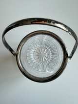 Vintage Crystal Ice Bucket with Silver Plated Rim and Handle - Image 4