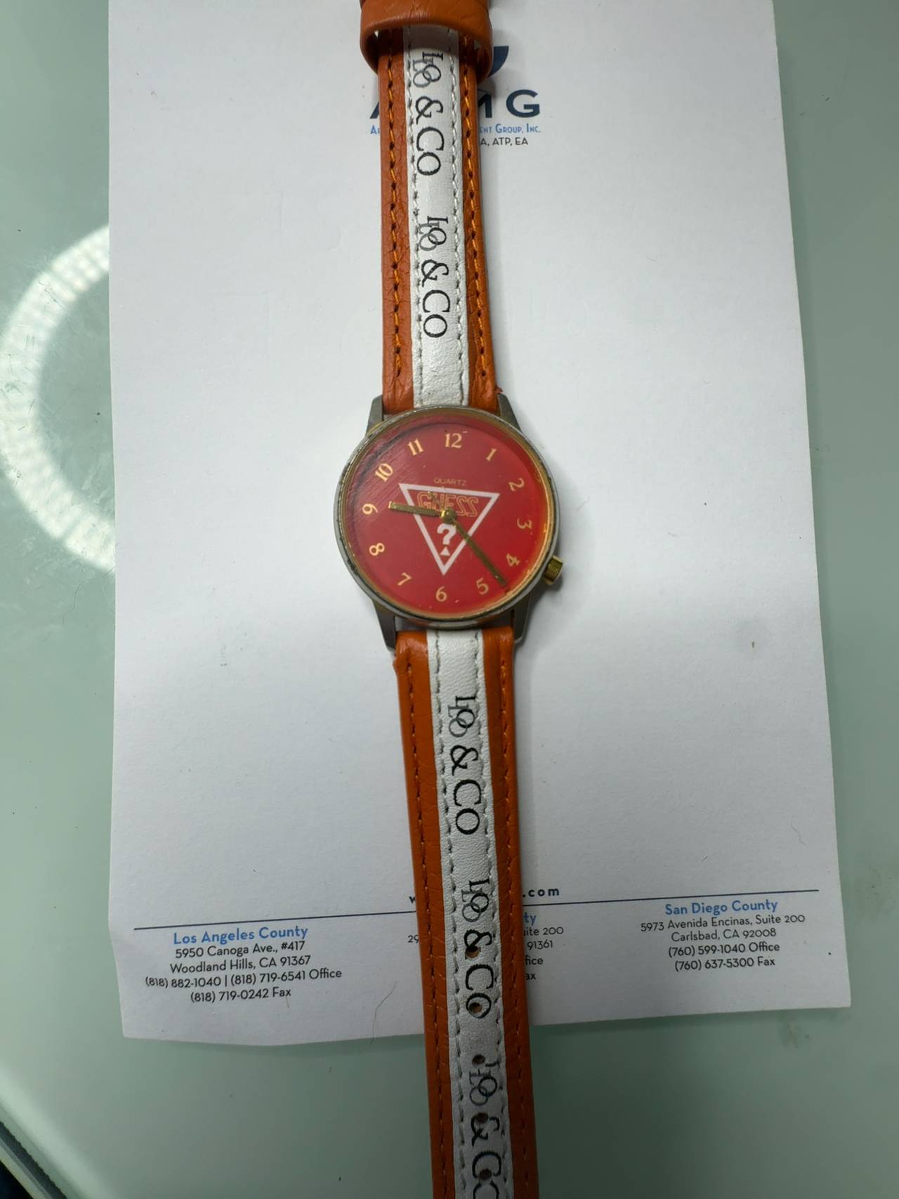 Guess Vintage Logo Watch Red Band Gold-Tone