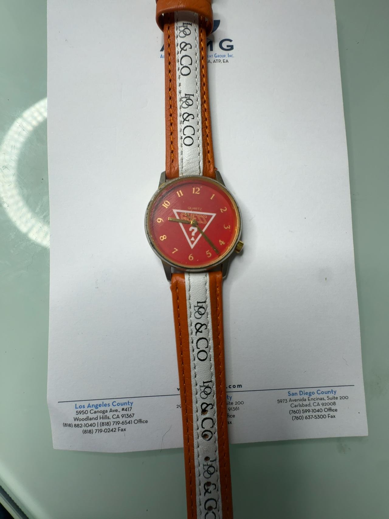 Guess Vintage Logo Watch Red Band Gold-Tone