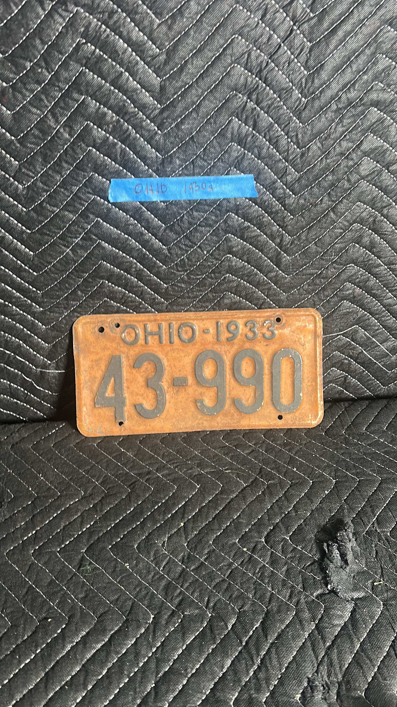 1933 Ohio License Plate
