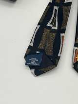 Henry Grethel Necktie Black Brown Tan Gold Geometric Silk Classic - Image 4
