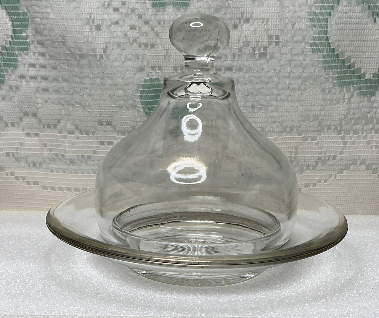 Vintage Glass Cheese Dome and Underplate