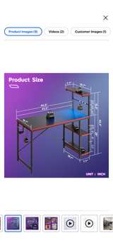 Bestier 44 inch Gaming Desk Black and Red Carbon Fiber Unopened Box - Image 4