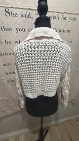 Free People White Cropped Crochet Cardigan - Image 2