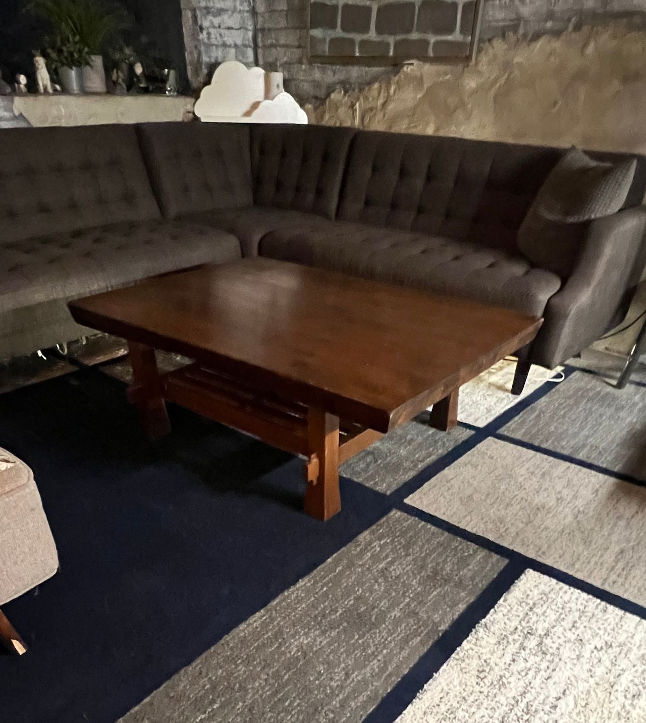 Mission Style Wood Coffee Table with Lower Shelf