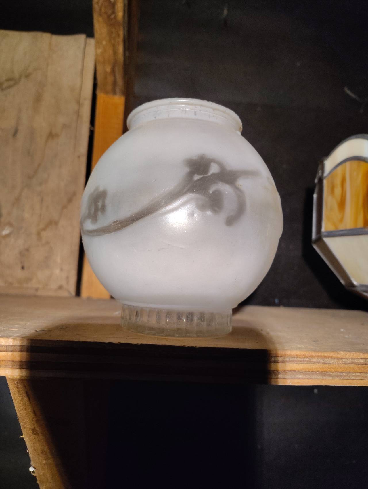Vintage Frosted Etched Glass Lamp Shade