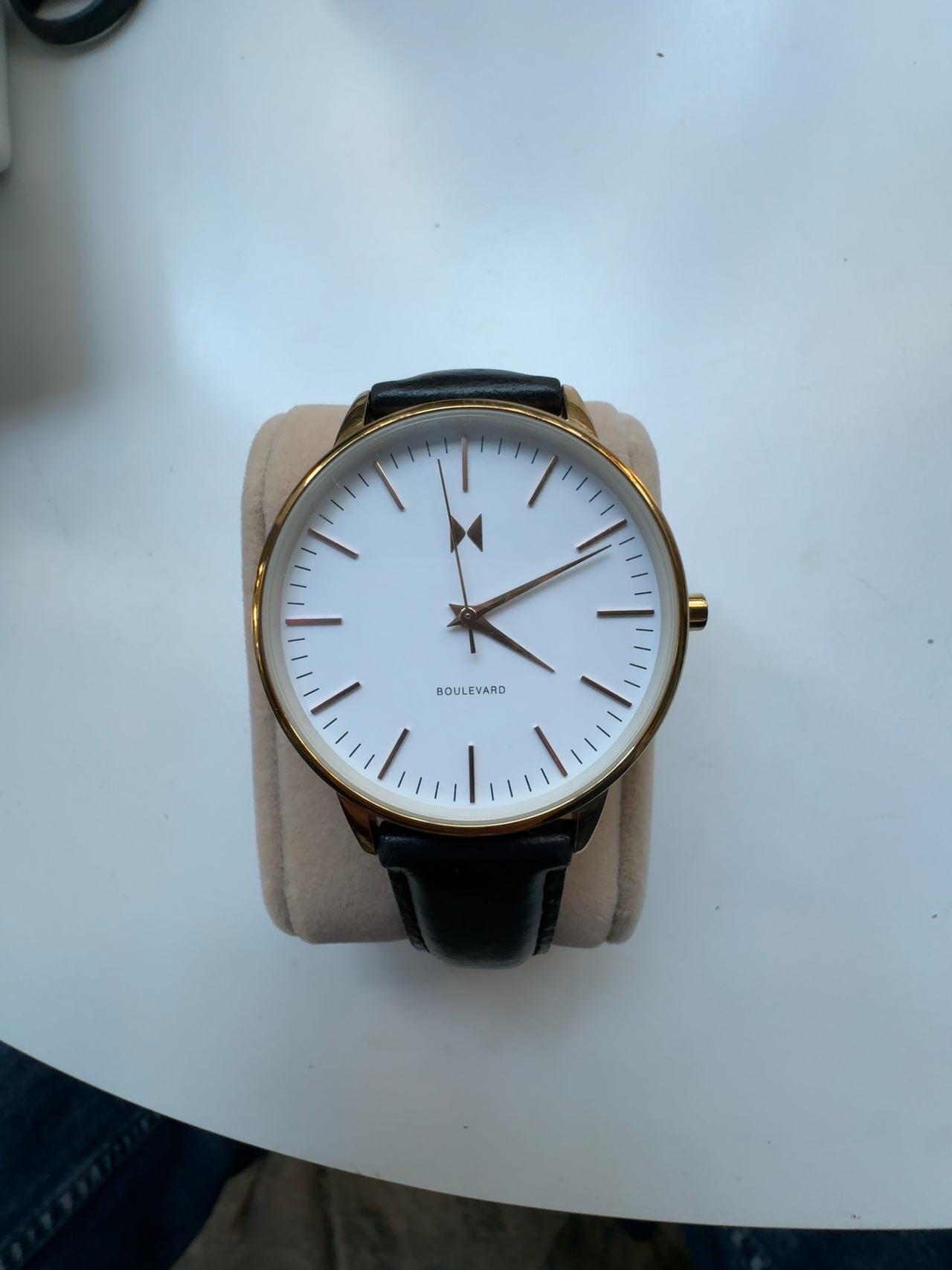 MVMT Rodeo Women's 38mm Gold Tone Black Leather Watch