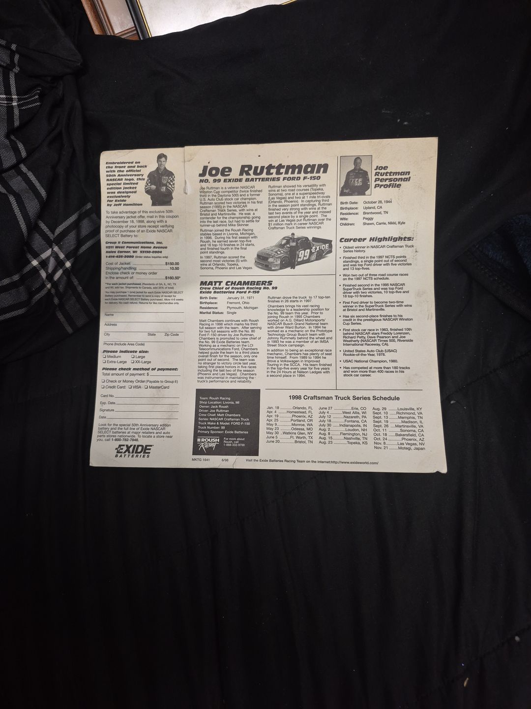 Jeff Burton Signed Exide Batteries NASCAR Poster