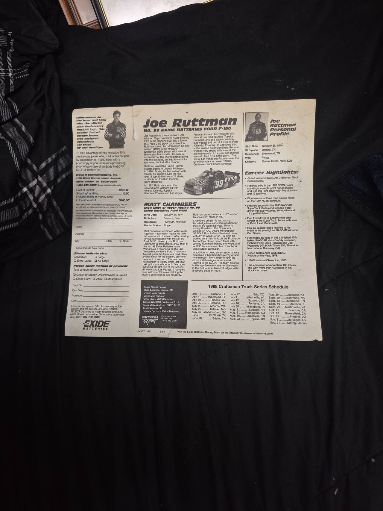 Jeff Burton Signed Exide Batteries NASCAR Poster