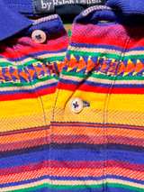 Ralph Lauren Vintage Aztec Polo Shirt Blue Yellow L - Image 3