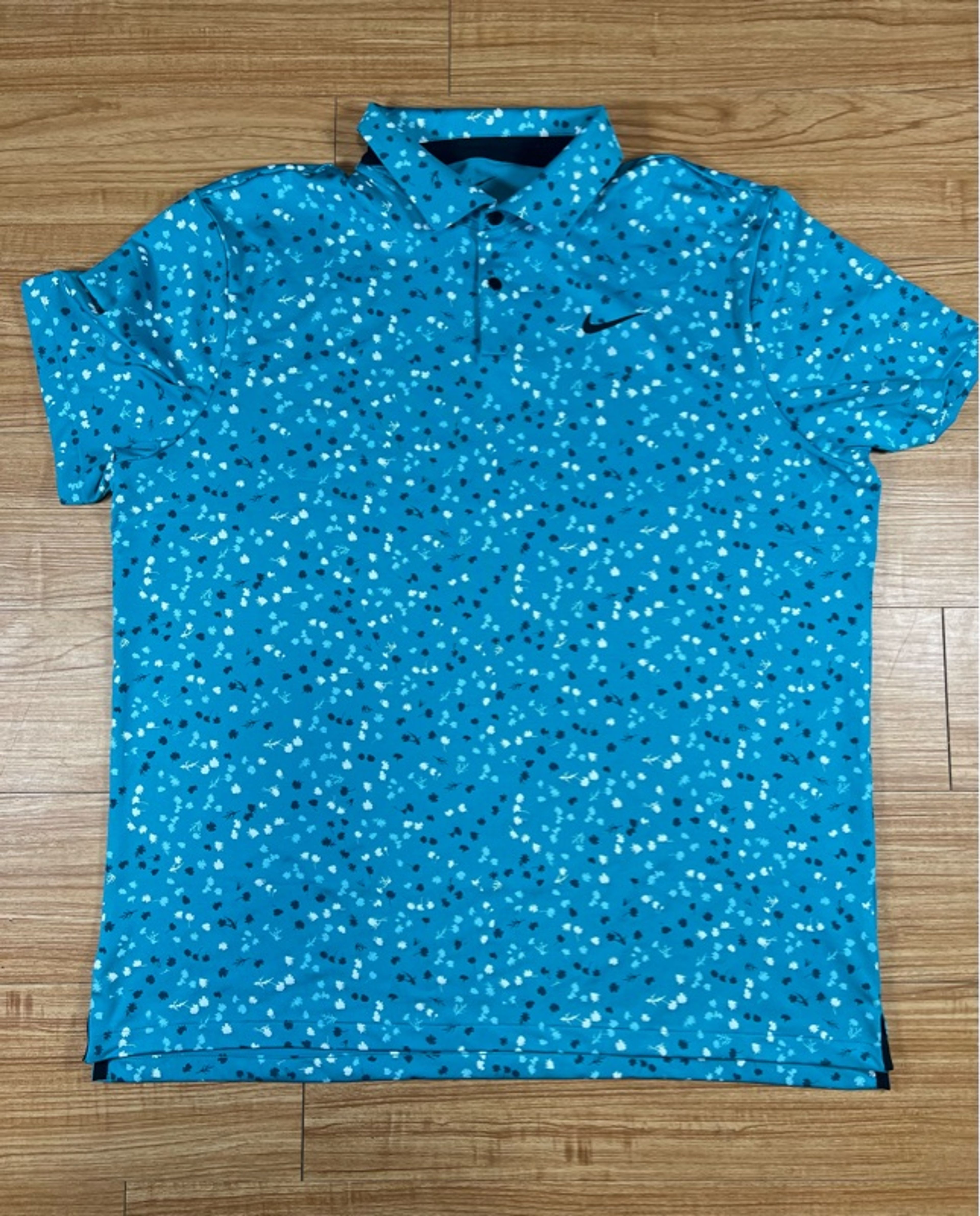 Nike Dri-FIT Tour Men's Floral Print Golf Polo Teal Nebula/Black - size XL