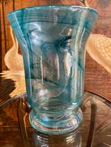 Blenko Aqua Blue Hand Blown Glass Vase - Image 3