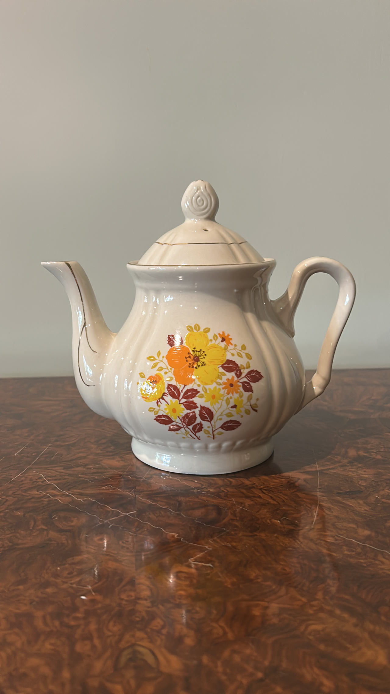 Vintage Floral Ceramic Teapot