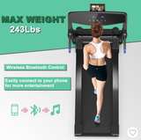 Costway 3HP Folding Electric Treadmill Running Machine w/ Speaker Blue - Image 3