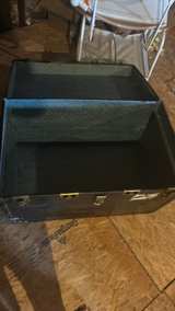 Vintage Black Steamer Trunk with Brass Hardware - Image 2