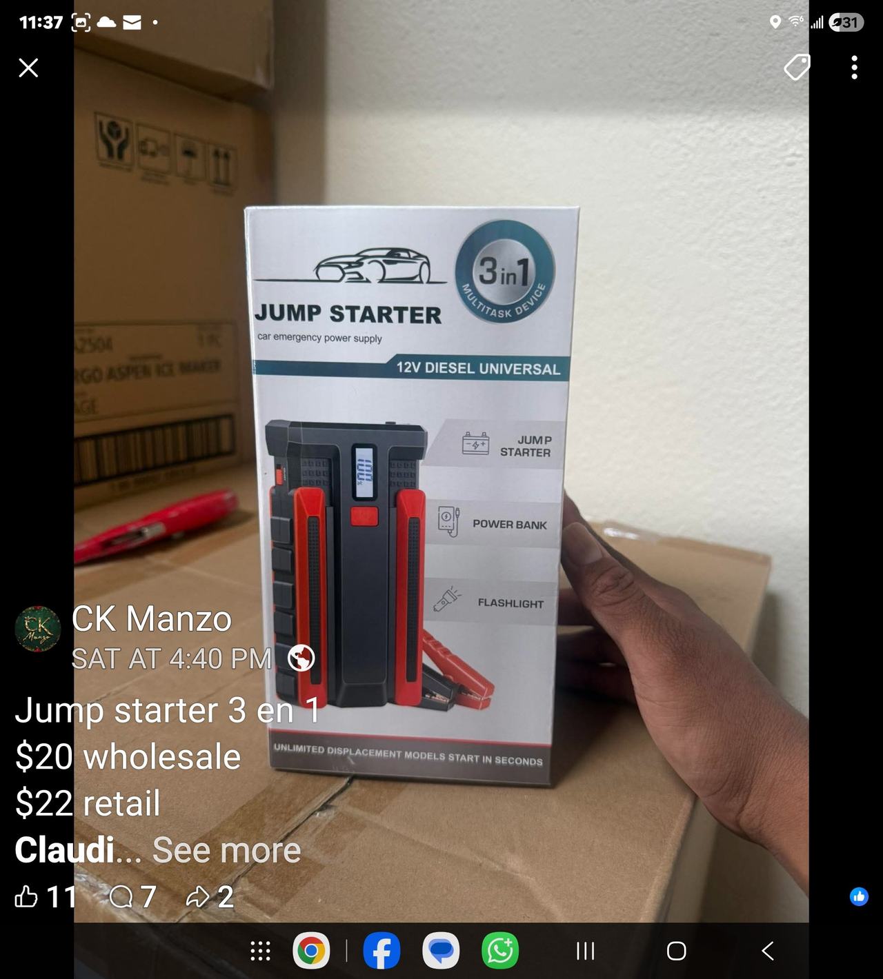 3-in-1 Portable Car Jump Starter Power Bank
