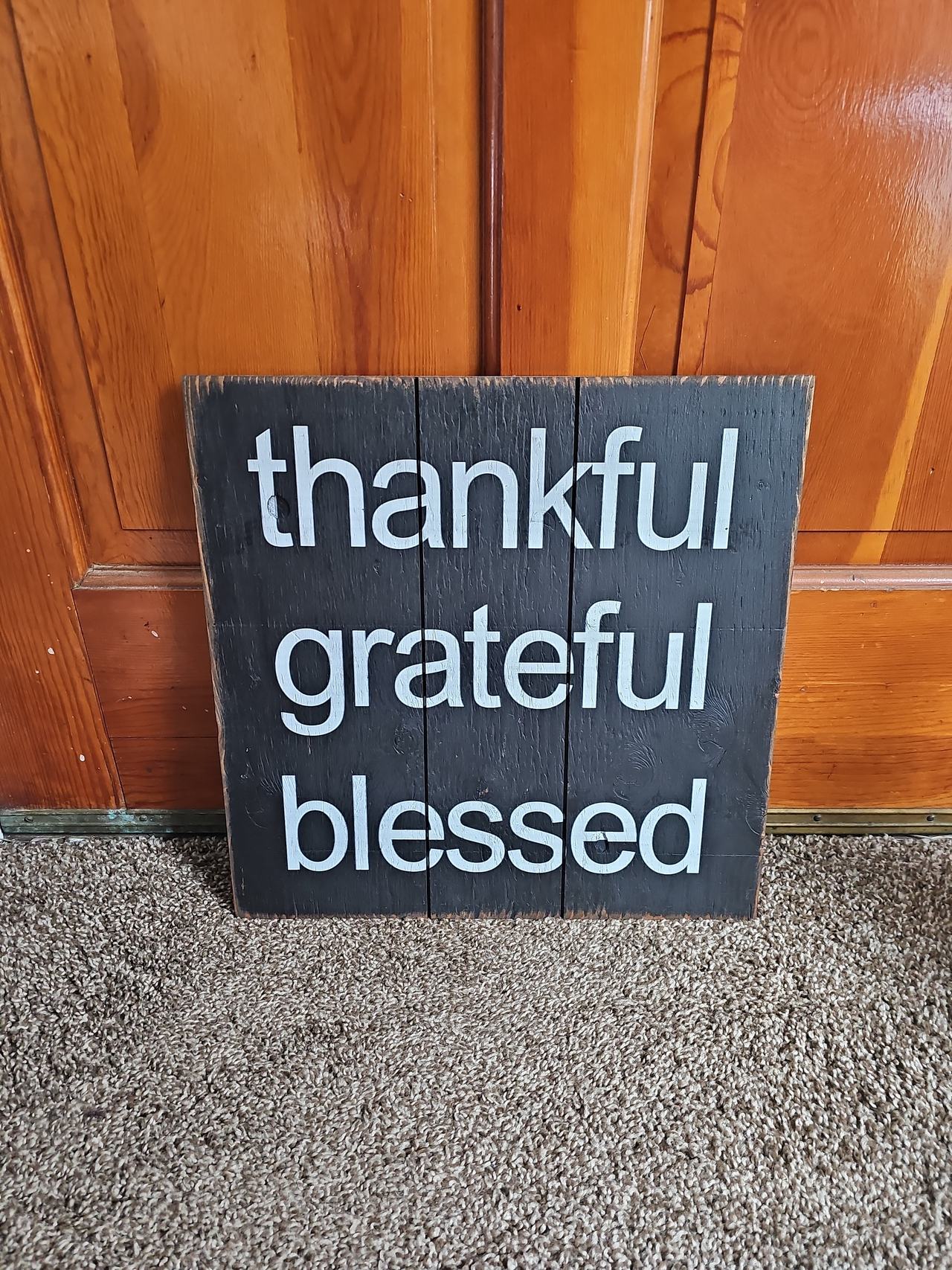 Thankful Grateful Blessed Rustic Wood Sign
