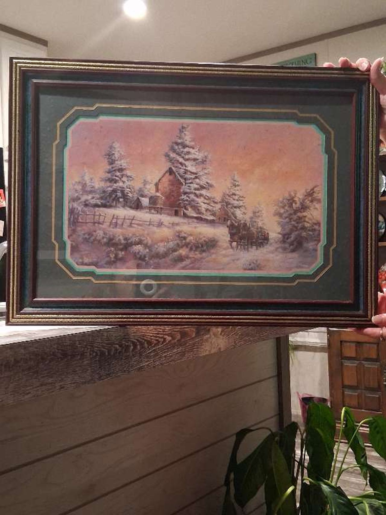 Lee K. Parkinson Vintage Framed Winter Sleigh Ride Print