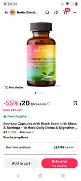 Brand New Sealed Bottle Serene Herbs Exotic Soursop 60 Capsules, 30 Day Supply - Image 1