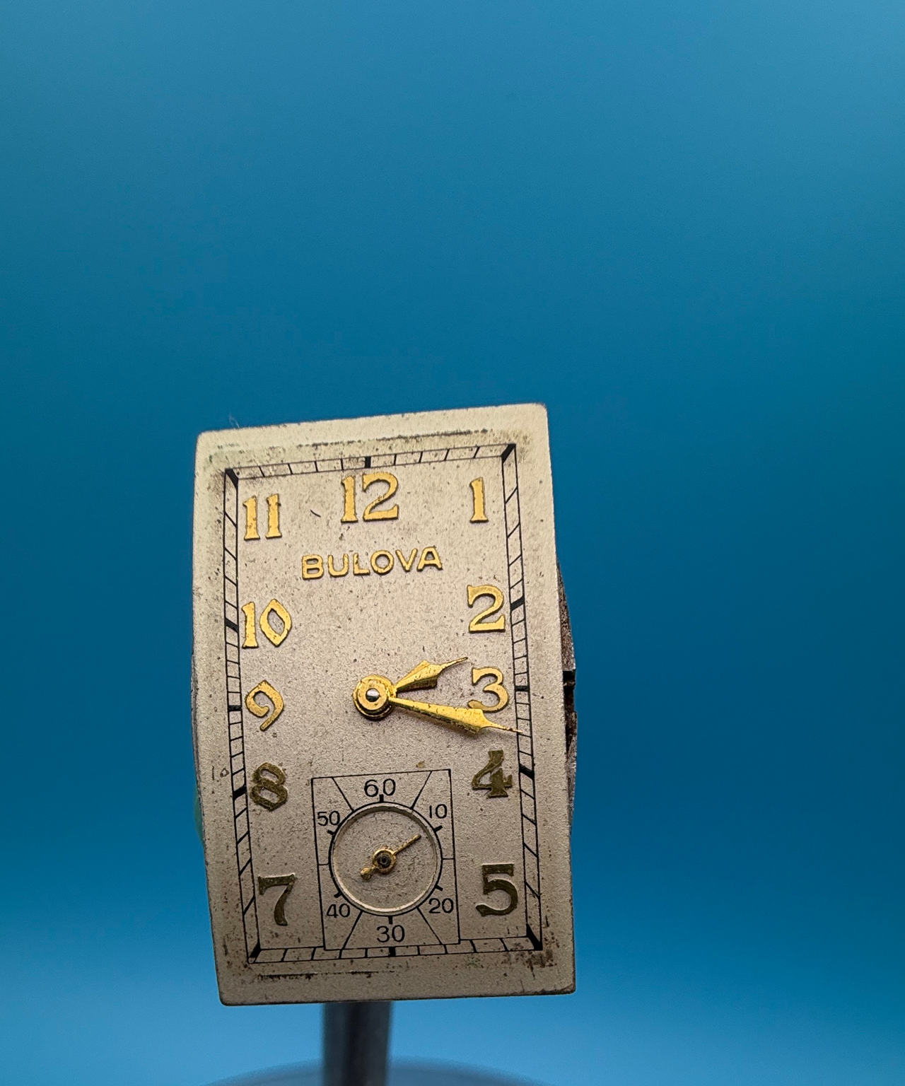 Vintage Bulova Rectangular Tank Watch dial and movement