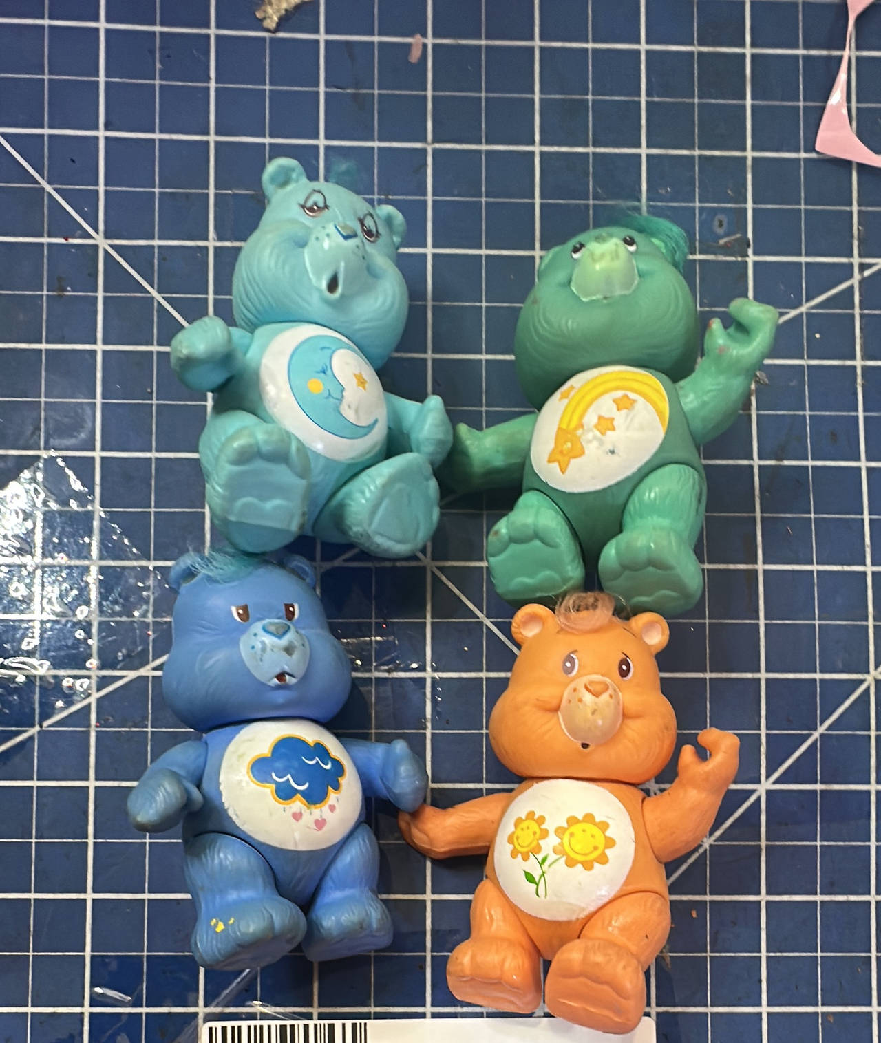 Vintage Kenner Care Bears Poseable Figures Lot 4 pcs complete 128