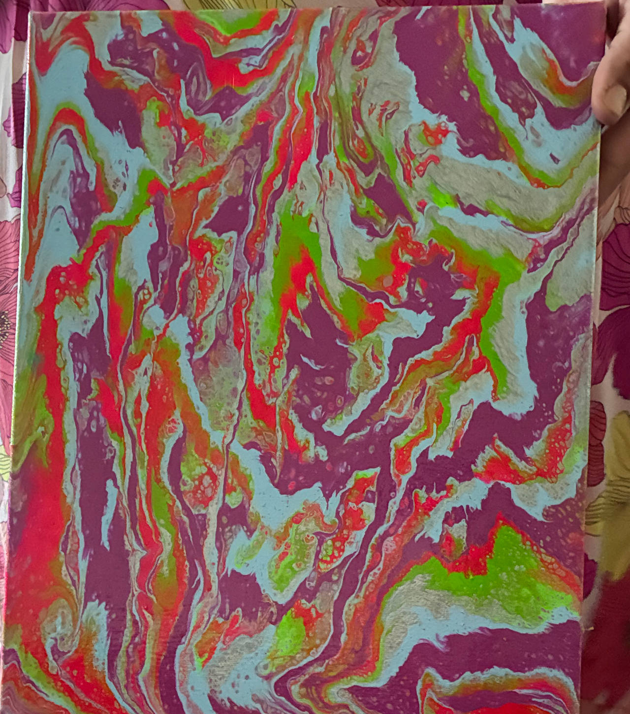 Abstract Acrylic Pour Painting on Canvas