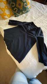Pomander Place Navy Seersucker V-Neck Blouse - Image 2
