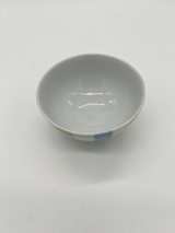 Vintage Japanese Porcelain Rice Bowl Blue Green Stripe Signed Footed Bowl 4.5” - Image 3