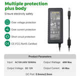 12V 4A Power Adapter, 48W Power Supply
12V/4A Charger Model: YU1204 - Image 3