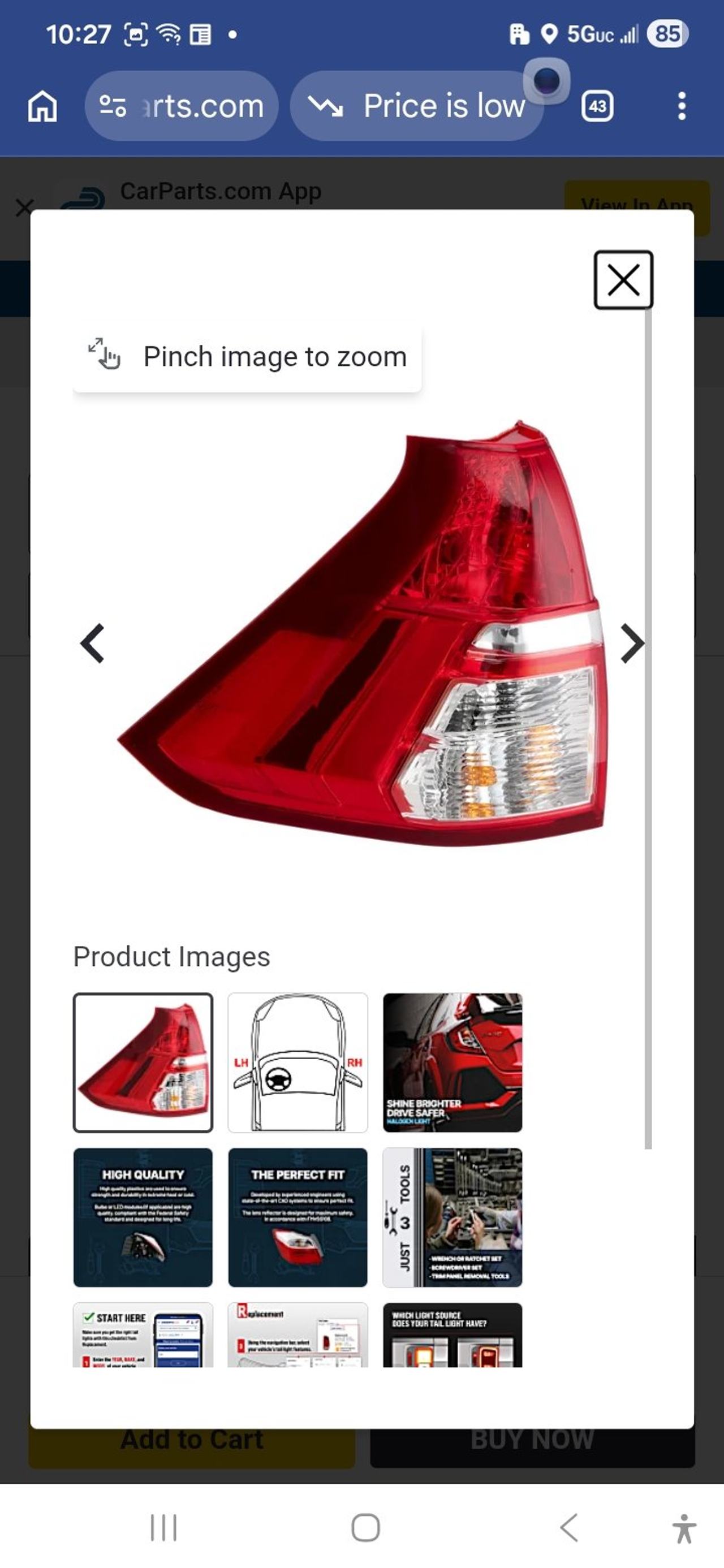 2012-2014 Honda CR-V Driver Side Tail Light