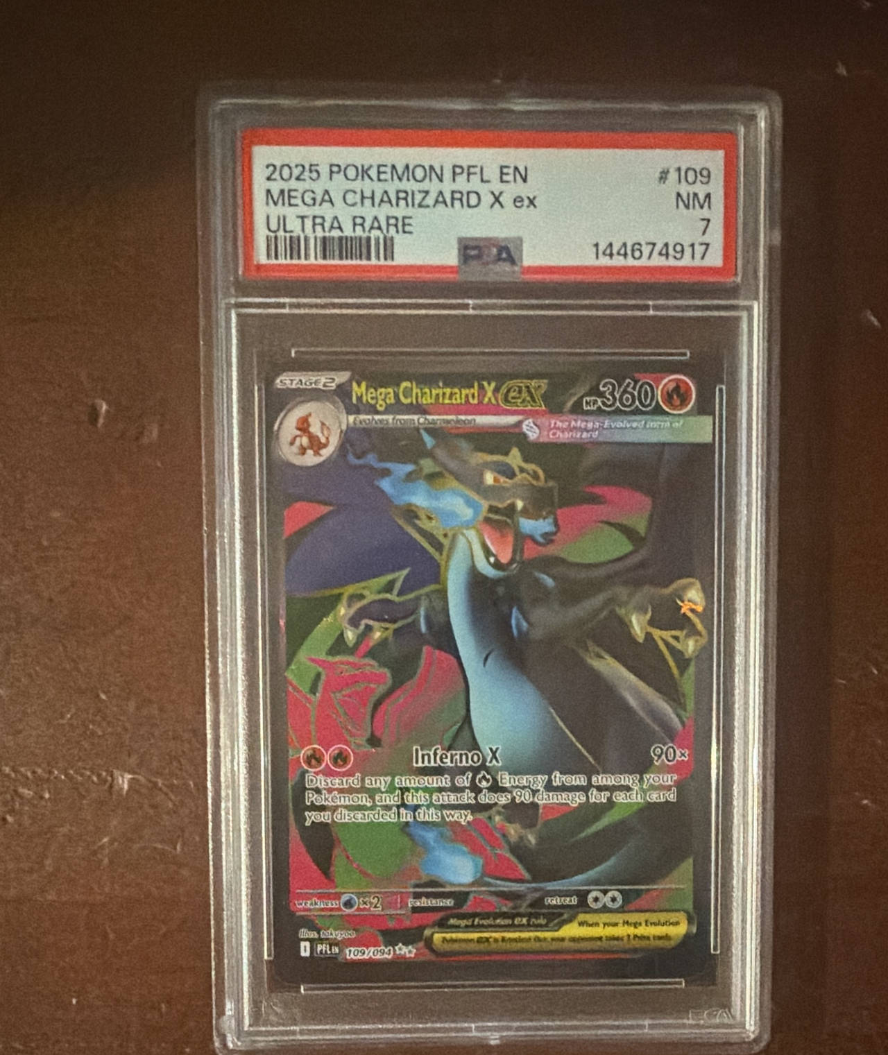 Pokémon Mega Charizard X ex PFL 109/094 PSA 7