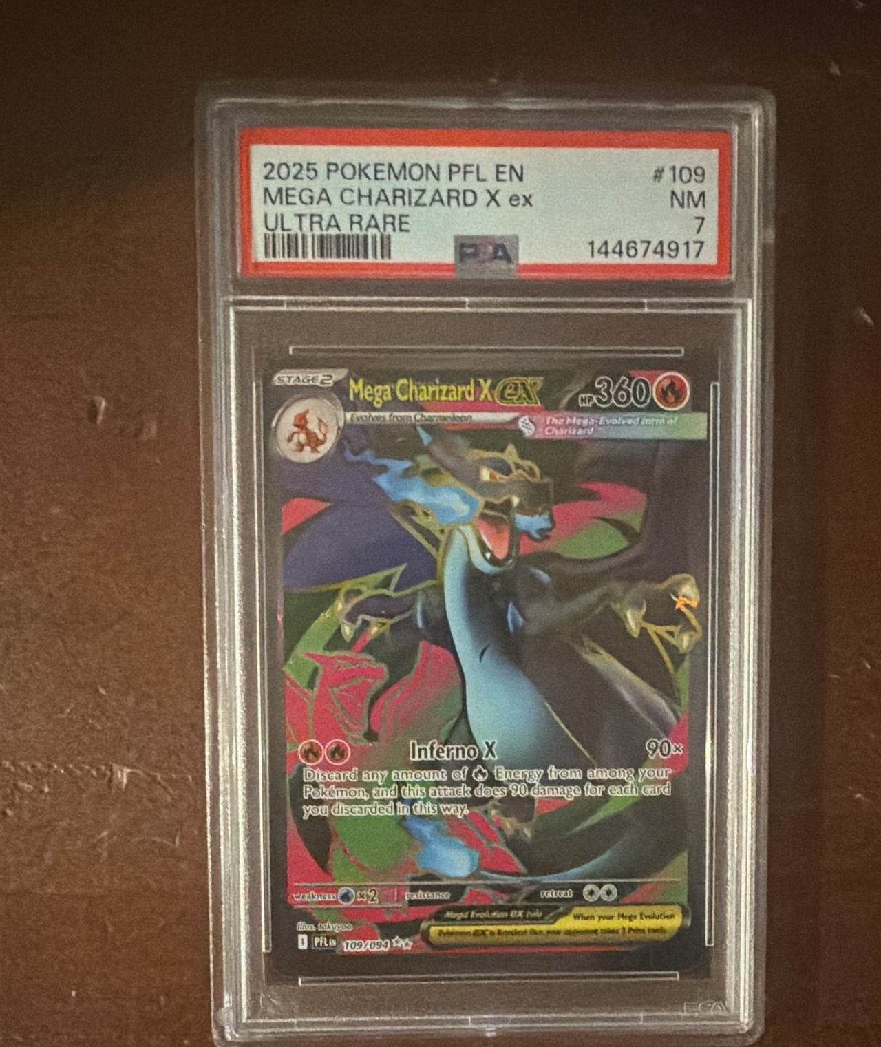 Pokémon Mega Charizard X ex PFL 109/094 PSA 7