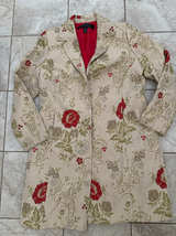 Apostrophe Floral Patterned Coat with Red Lining - Size 16 - Image 1