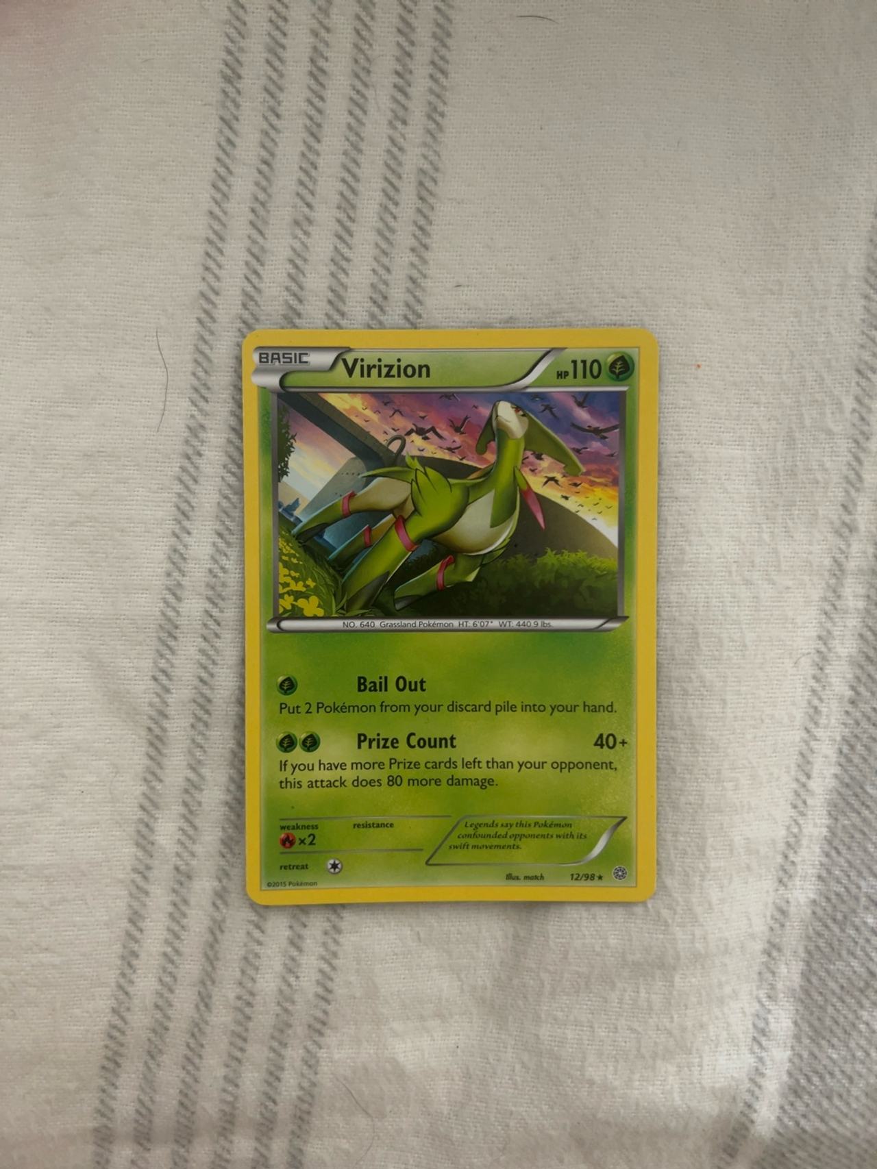 Pokemon Virizion XY Ancient Origins Full Holo Bleed Error