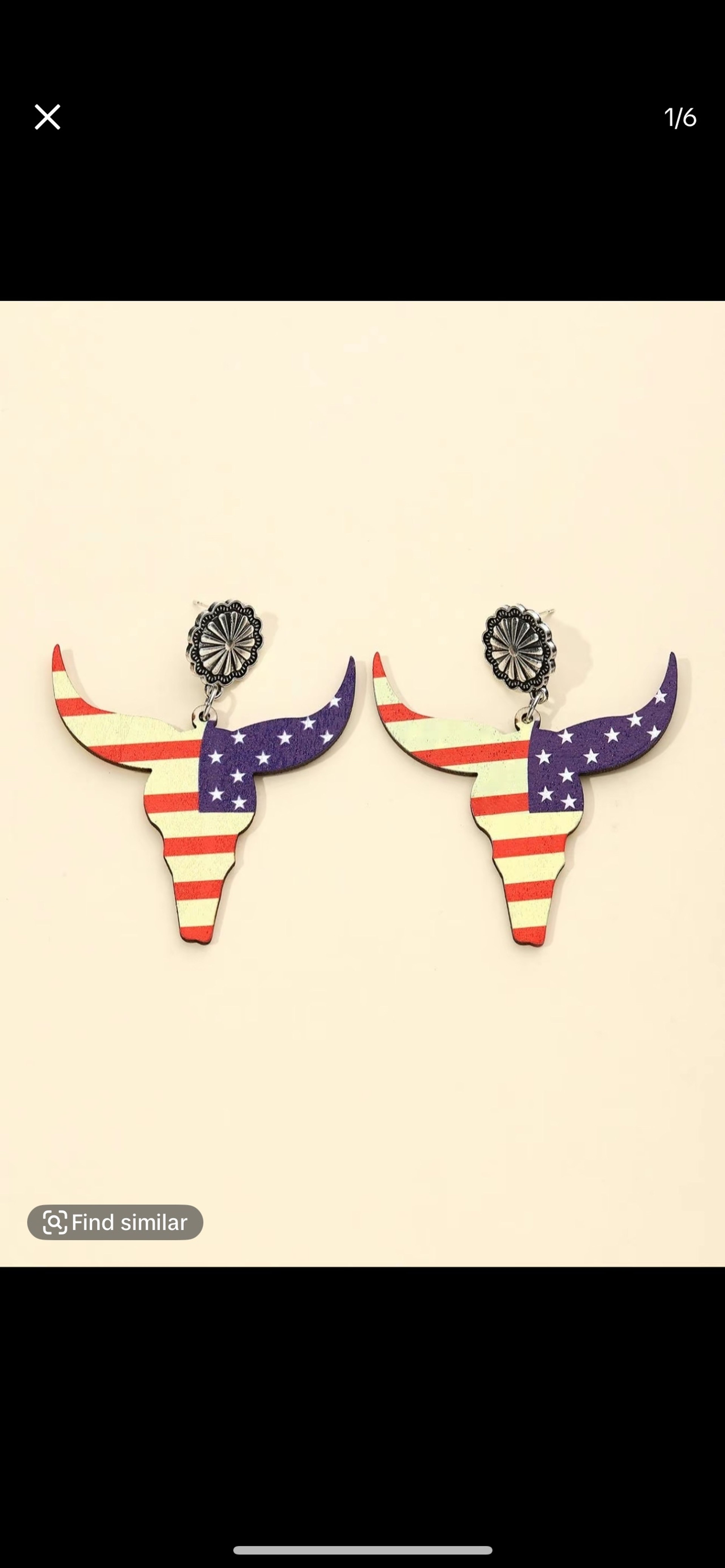 American Flag Bull Skull Earrings