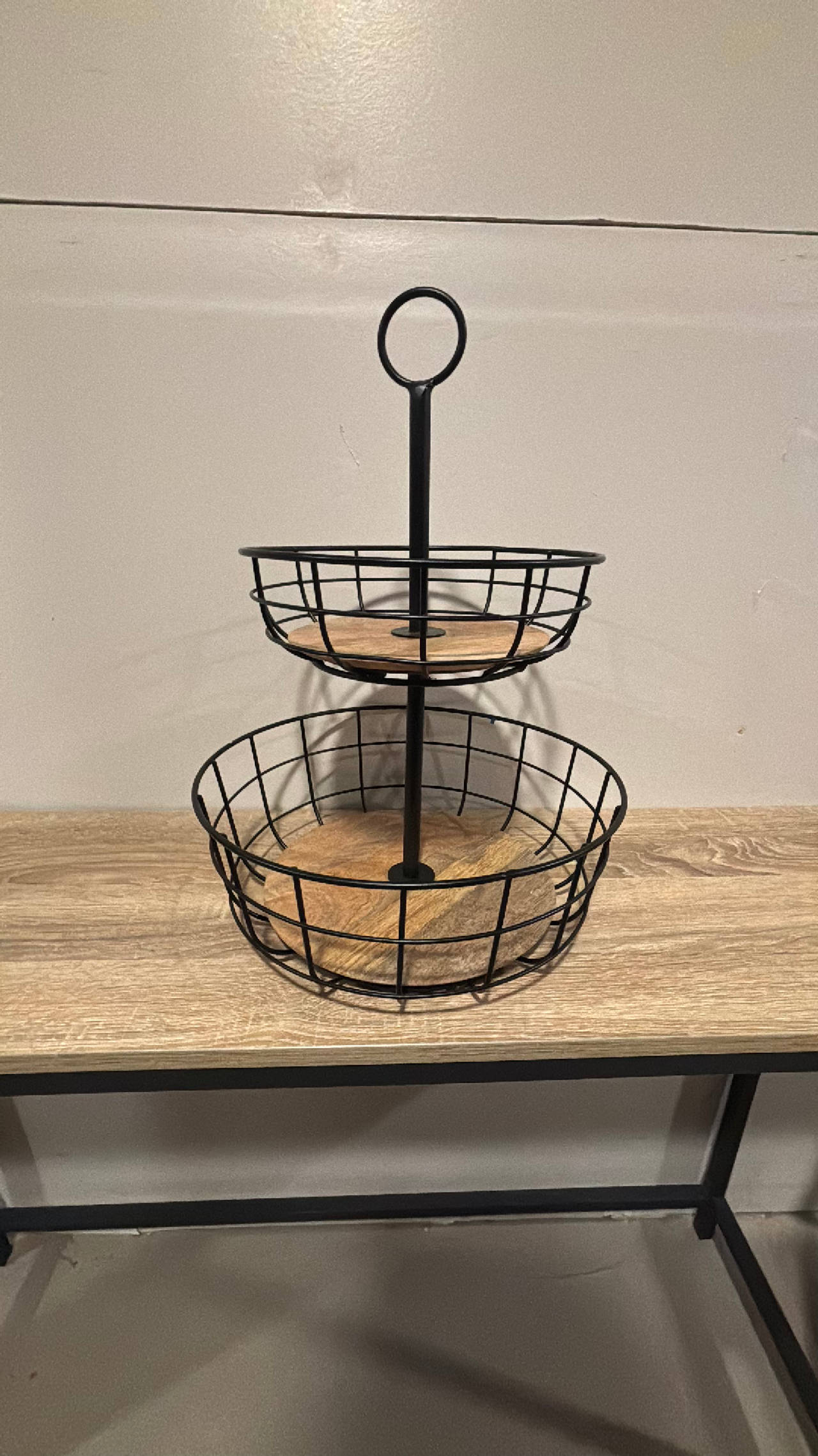 Iron and Wooden Wire 2-Tier Fruit Basket from Threshold ($20)
