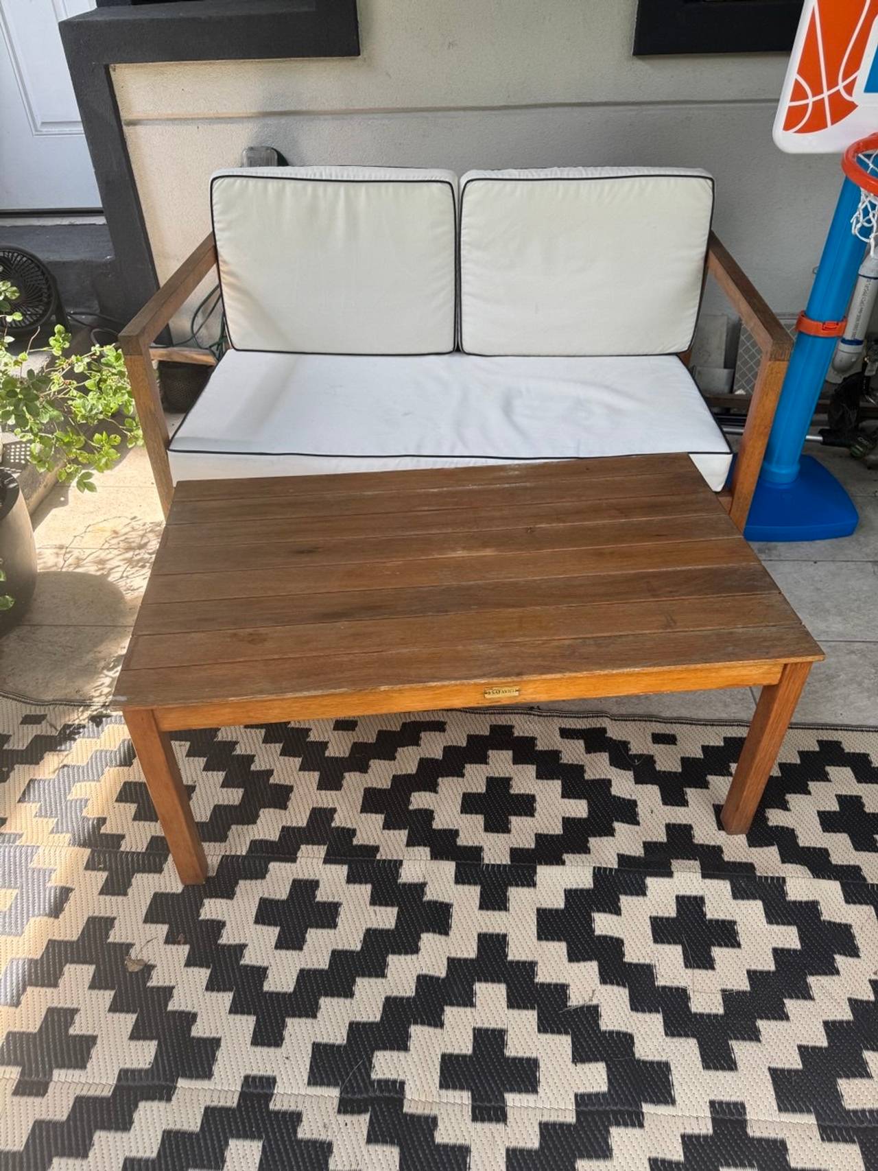 Outdoor Patio Loveseat with Cushions and Coffee Table