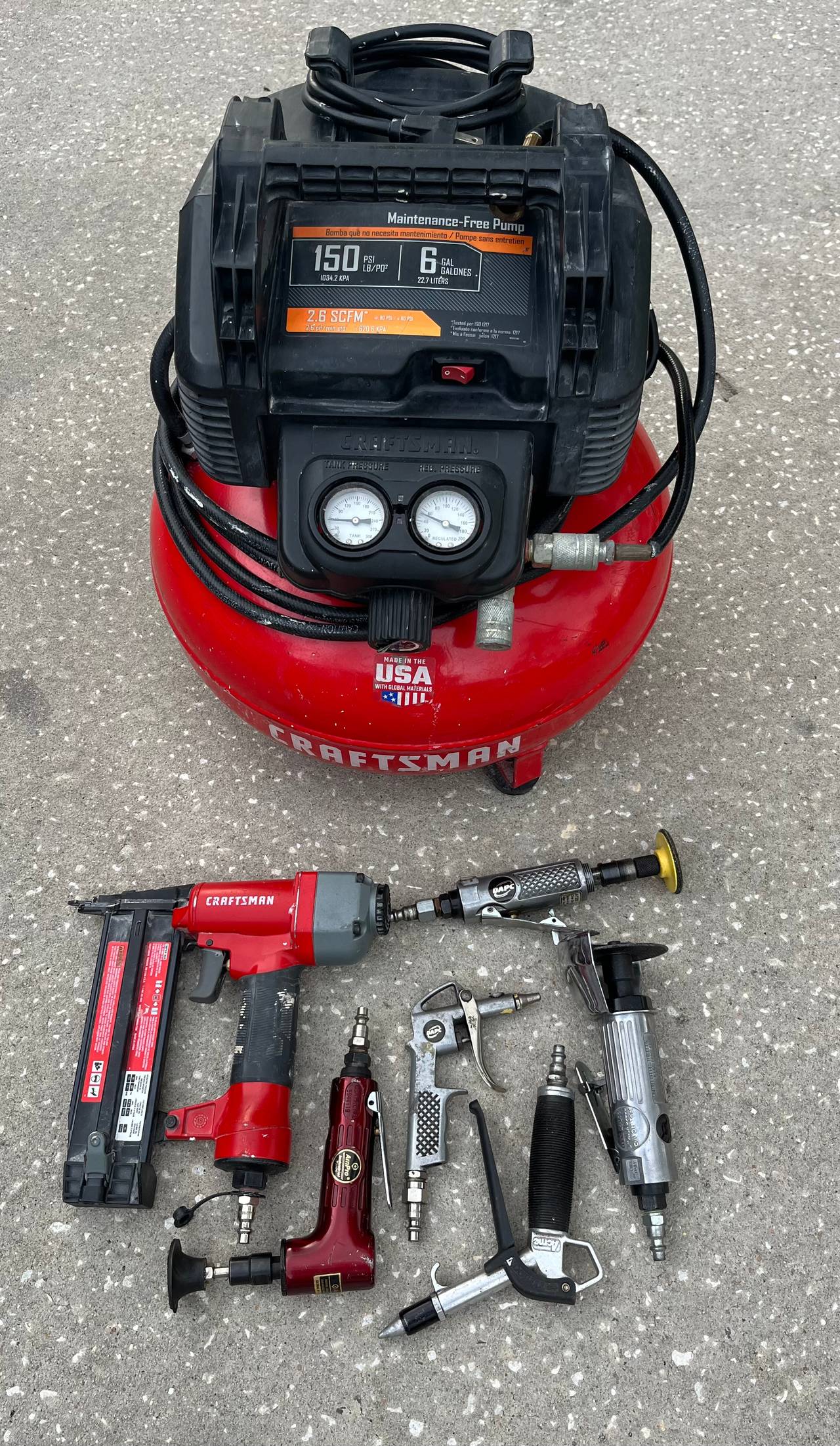 Craftsman 6-Gallon 150psi Pancake Air Compressor with 5 tools
