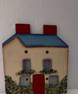 Hand Painted Wooden Cottage Wall Art - Image 1