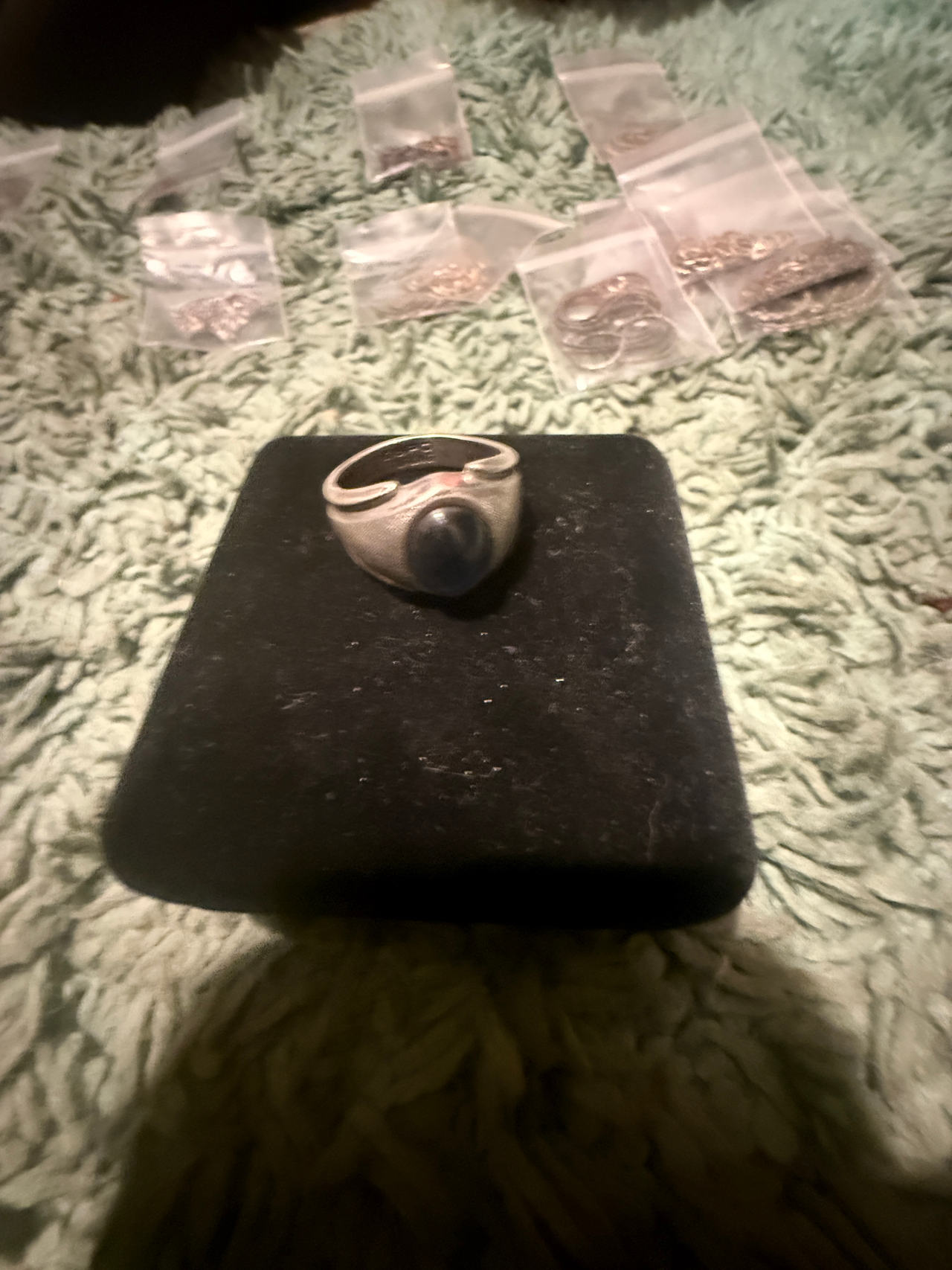 Vintage Silver Oval Stone Ring