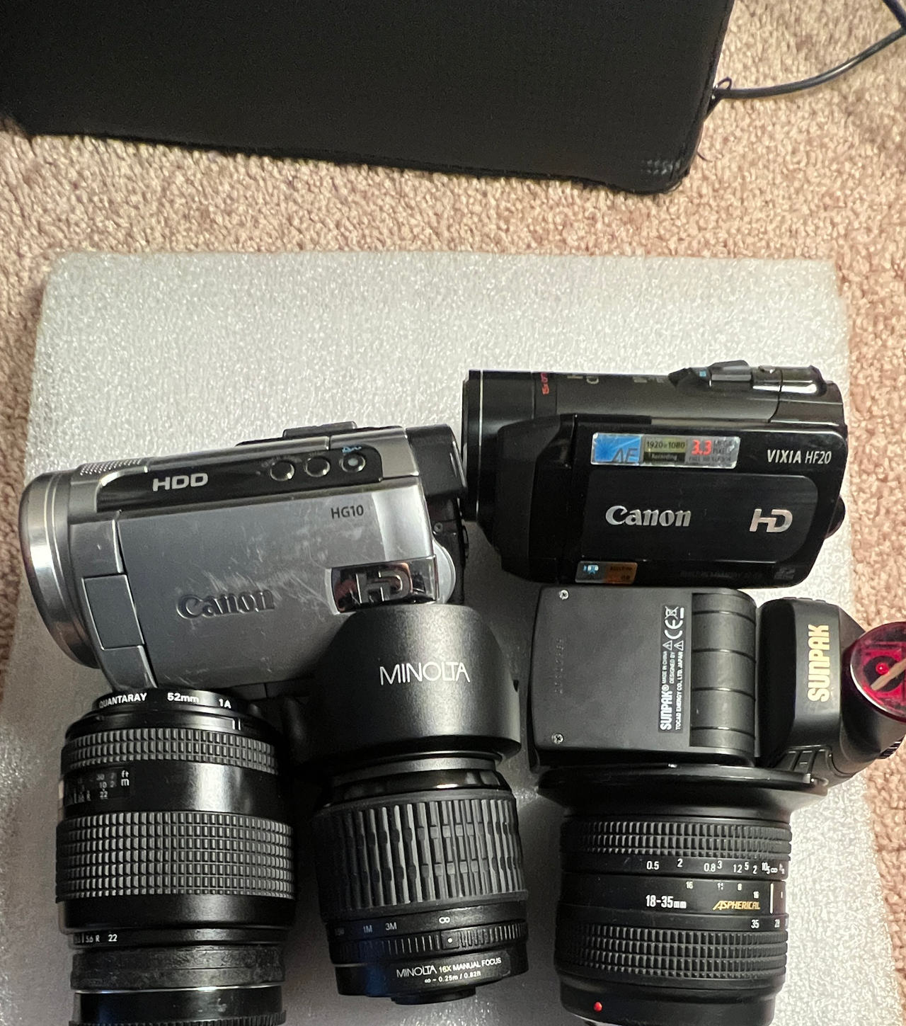 Canon HG10 HDD Camcorder lot of random 3 lenses and 2 camcorders