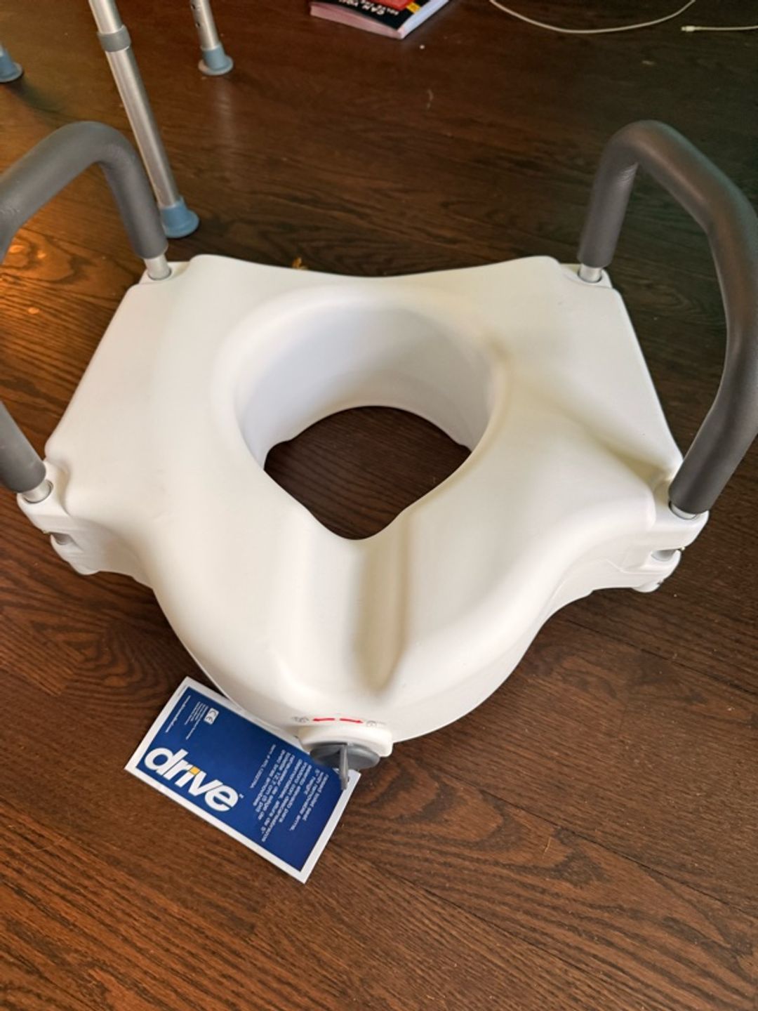 White Raised Toilet Seat with Removable Padded Arms