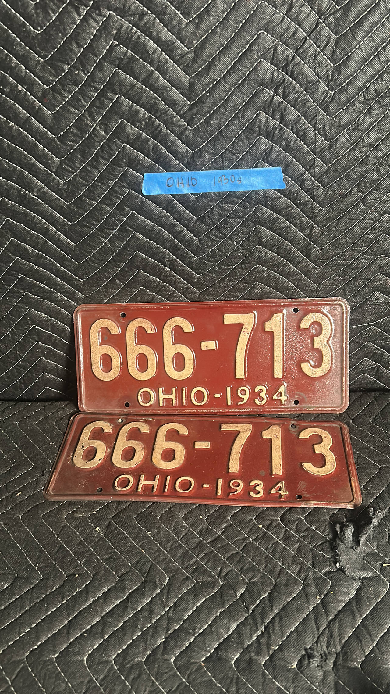 1934 Ohio License Plate Pair