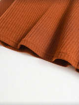 Women's Coral Orange Ribbed Knit Balloon Sleeve Sweater - Image 4